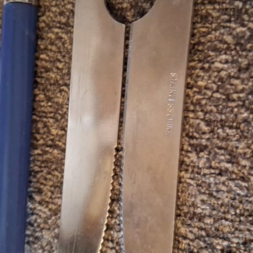 Table Knives blue plastic handle stainless China 4 - Picture 2 of 5